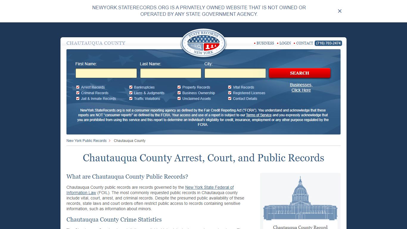 Chautauqua County Arrest, Court, and Public Records