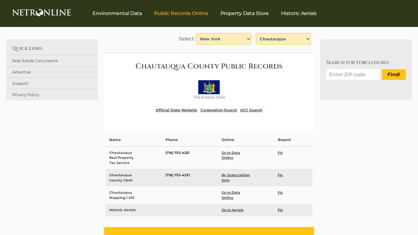 Chautauqua County Public Records - NETROnline.com